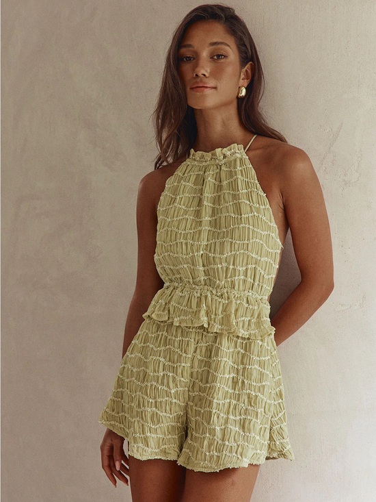 Sabo Skirt Pants - NWT Sabo Skirt Adira Playsuit Lime Smocked Halter Romper